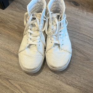 White vans high top canvas sneakers